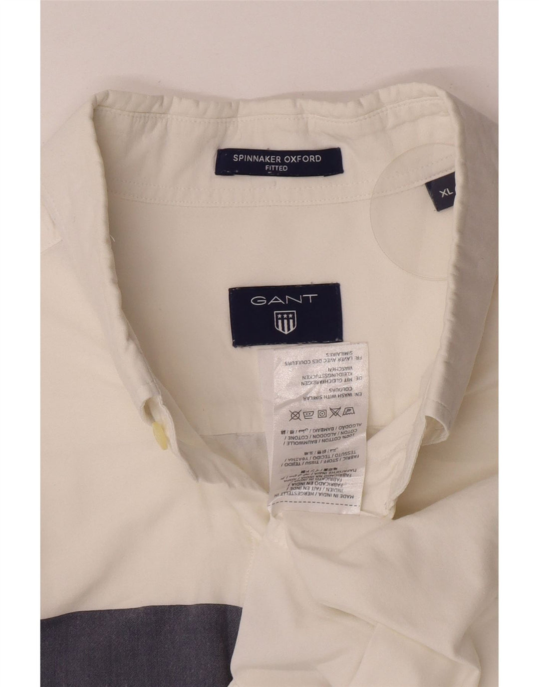 Gant Herren-Hemd, tailliert, XL, weiß gestreift, Baumwolle