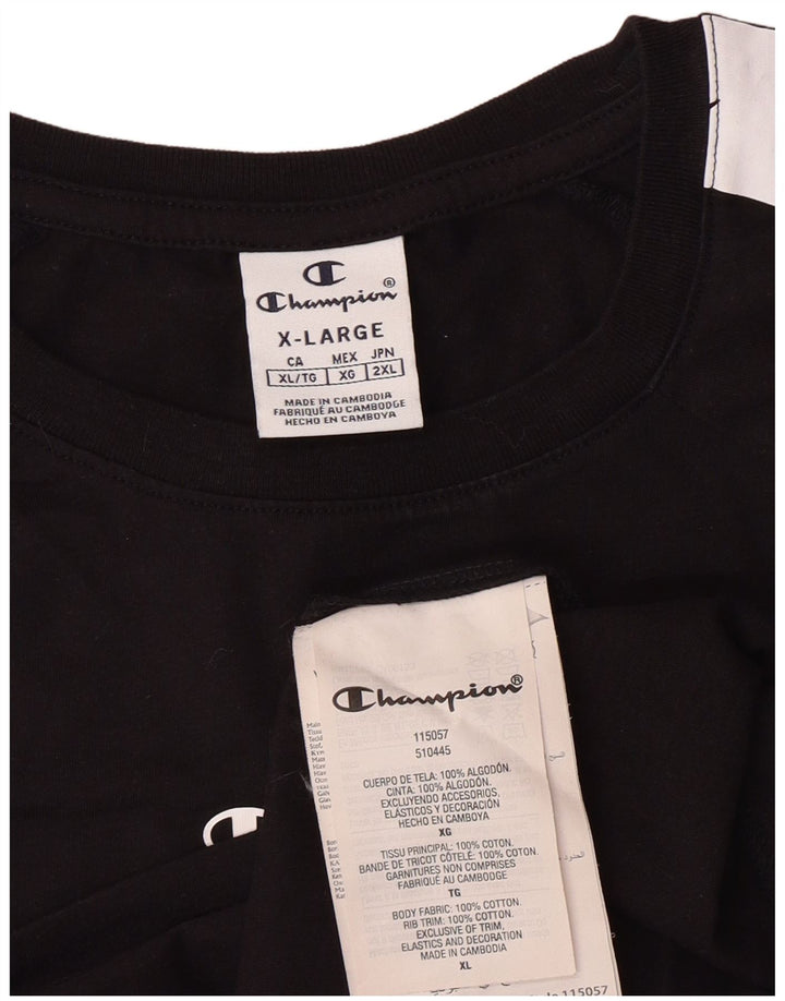 Champion Damen Grafik-T-Shirt-Oberteil XL aus schwarzer Baumwolle