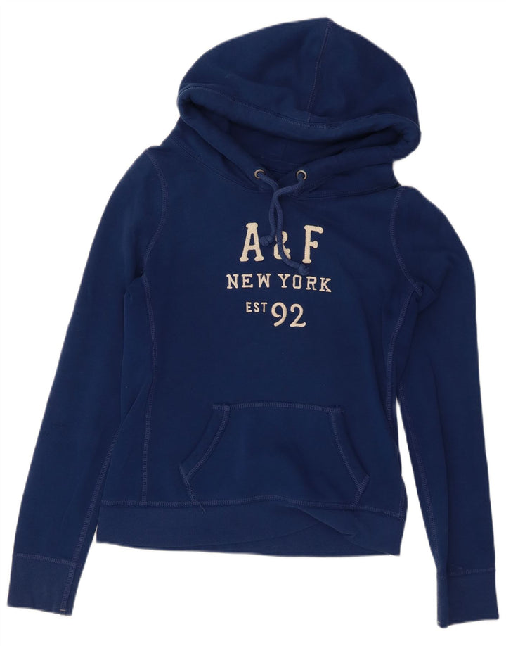ABERCROMBIE & FITCH Damen-Pullover mit grafischem Kapuzenpullover, Gr. 14, mittleres Marineblau