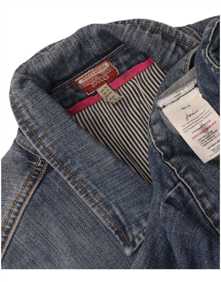 Joules Damen Crop Denim Jacke UK 16 Large Blaue Baumwolle