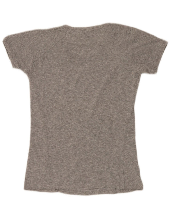 Trussardi Jeans Damen Grafik-T-Shirt-Oberteil UK 12 Mittelgrau