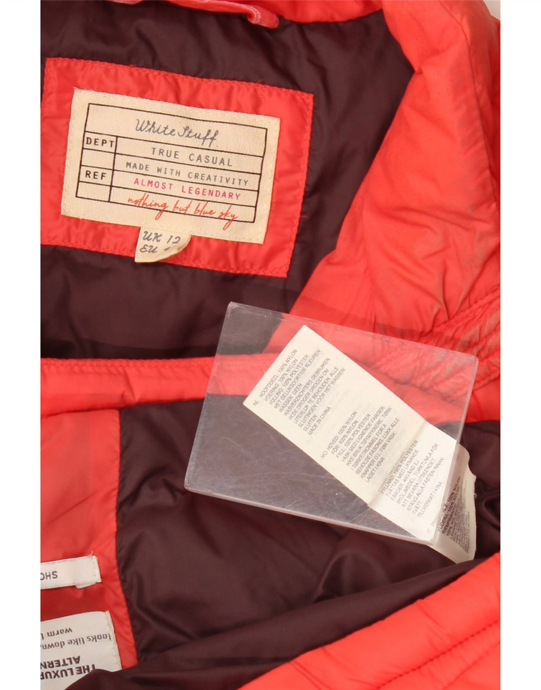 WHITE STUFF Wattierte Damenjacke UK 12 Mittelrotes Nylon