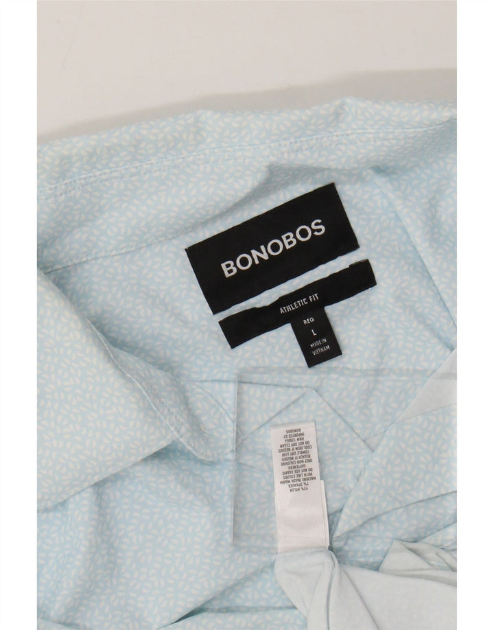 BONOBOS Herren-Hemd mit sportlicher Passform, großes, blau geflecktes Nylon