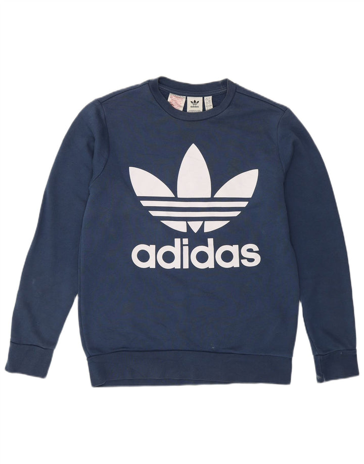 Adidas Jungen Grafik-Sweatshirt-Pullover 13–14 Jahre, blaue Baumwolle