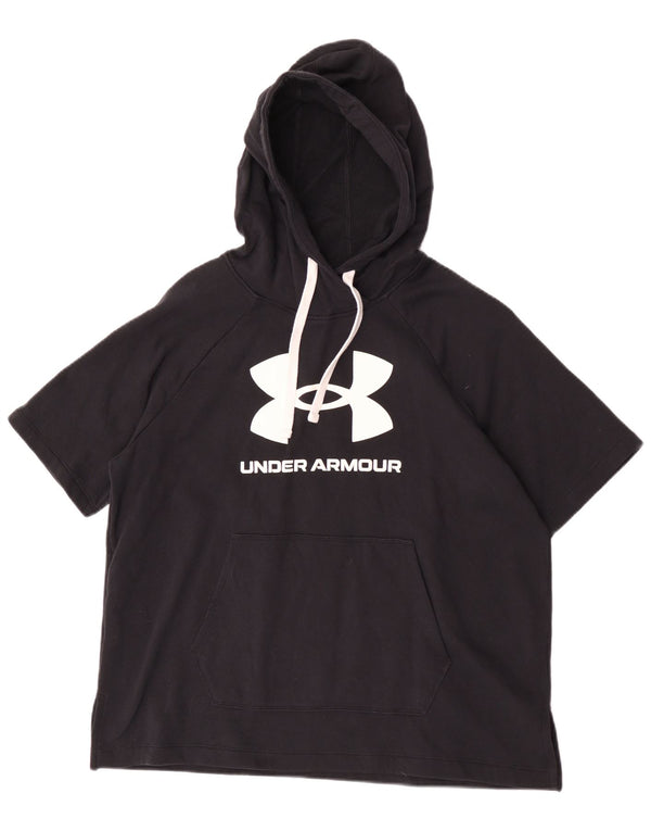 Under Armour Damen Graphic Short Sleeve Hoodie Pullover UK 16 Large Schwarz
