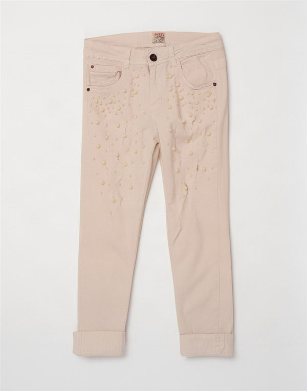 Guess Damen-Cropped-Jeans W26 L23 Weiß gefleckt