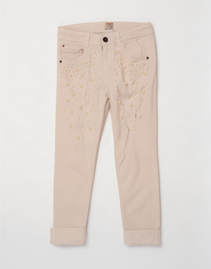 Guess Damen-Cropped-Jeans W26 L23 Weiß gefleckt