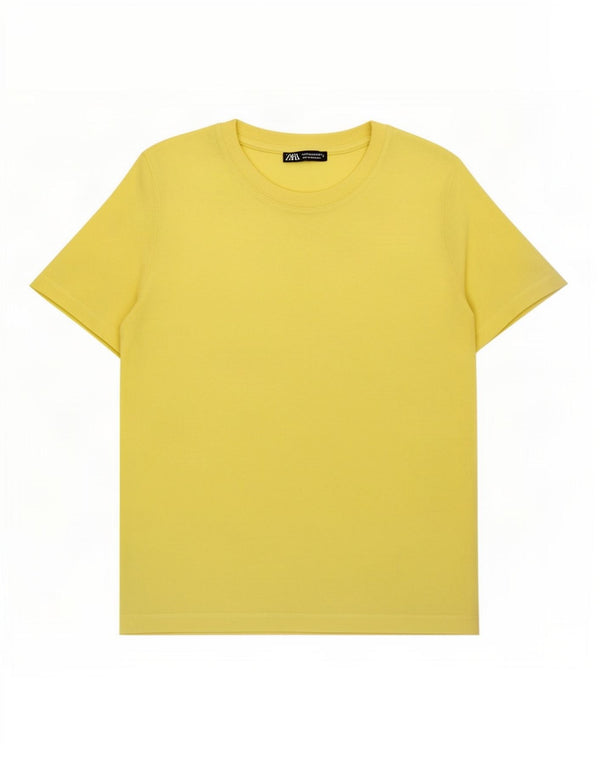 Zara Damen T-Shirt Top UK 14 Mittelgelb