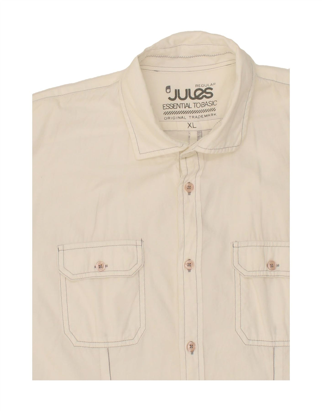 JULES Mens Regular Fit Short Sleeve Shirt XL White Cotton Vintage Jules and Second-Hand Jules from Messina Hembry 