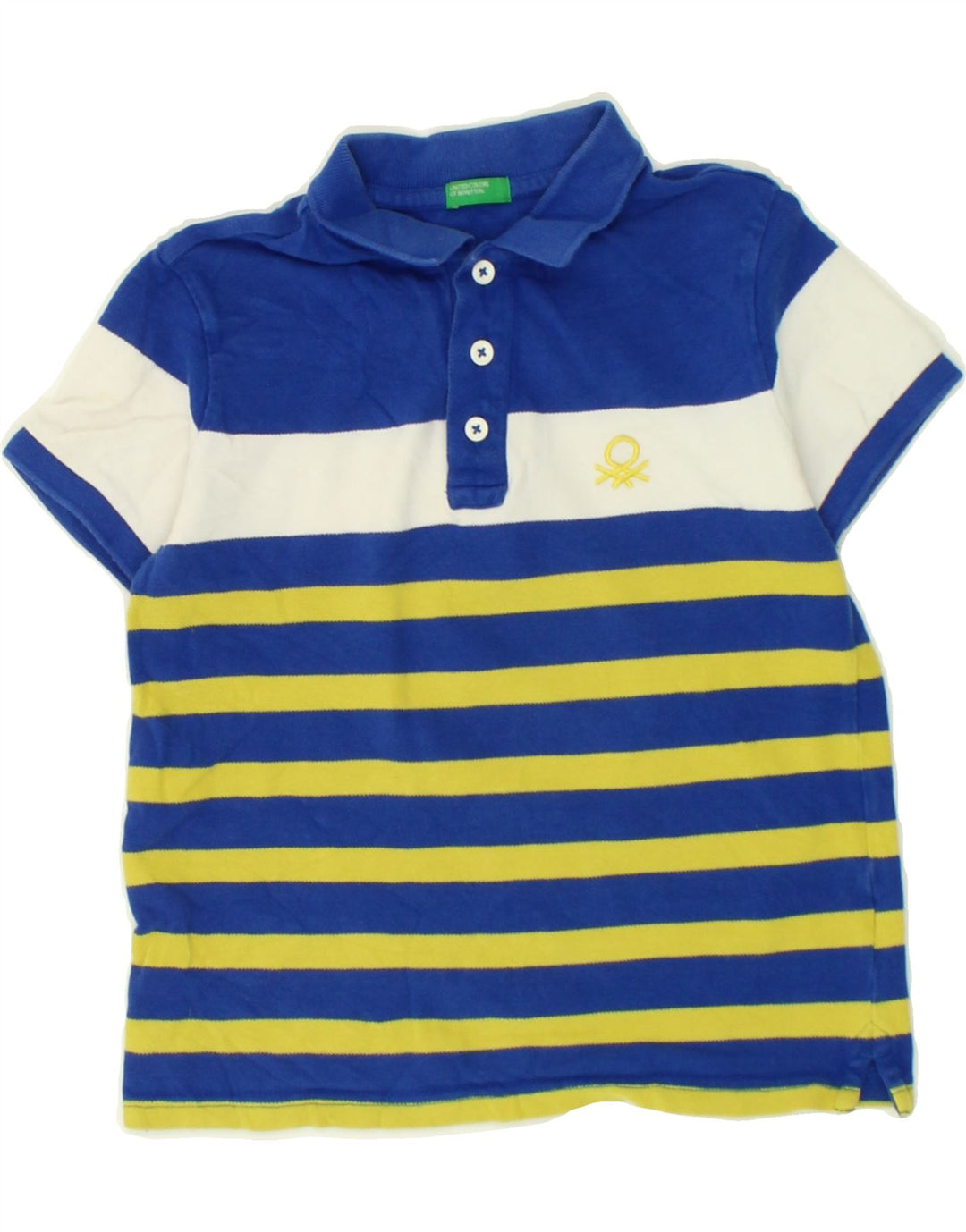 BENETTON Boys Polo Shirt 5-6 Years Blue Striped Vintage Benetton and Second-Hand Benetton from Messina Hembry 