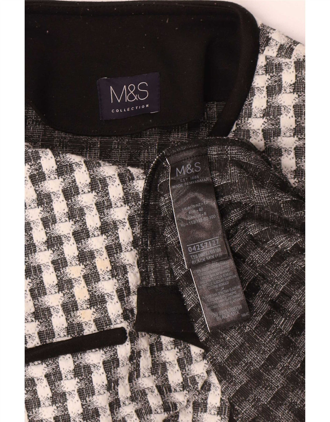 Marks & Spencer Damen Bolerojacke UK 12 Mittelschwarz kariertes Polyester