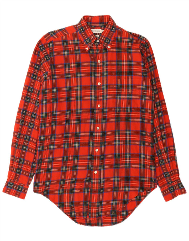 Alberto Aspesi Herren-Flanellhemd XS, rot kariert, Baumwolle