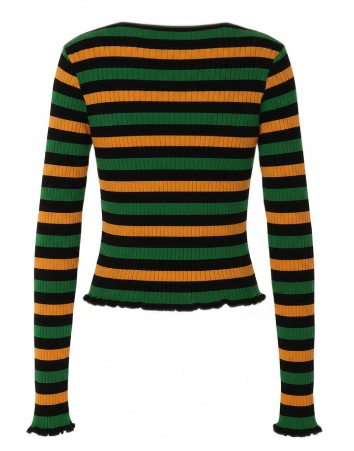 Zara Damen Crop Top UK 12 Medium Mehrfarbig gestreift