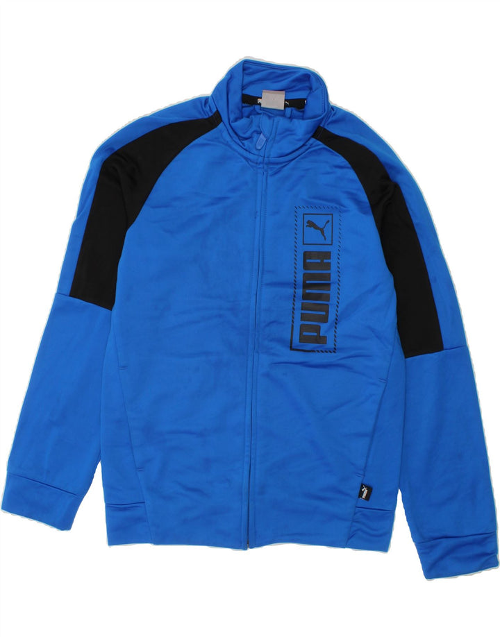 PUMA Boys Graphic Tracksuit Top Jacket 9-10 Years Medium Blue Colourblock Vintage Puma and Second-Hand Puma from Messina Hembry 
