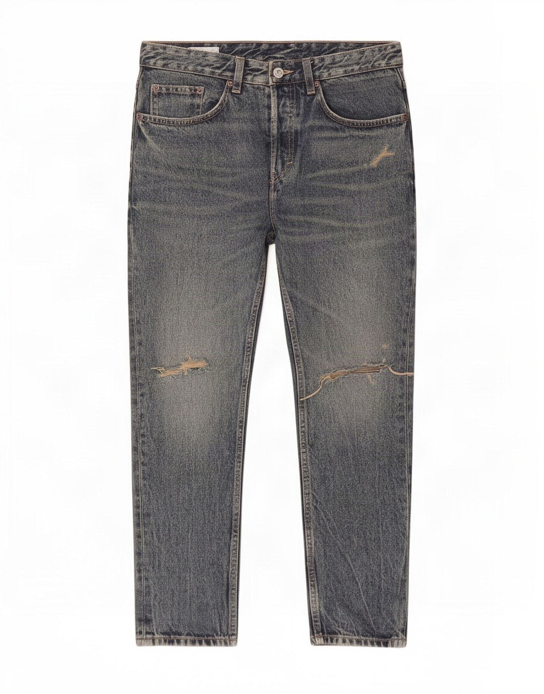 Zara Herren Distressed Tapered Jeans EU 40 Medium W31 L27 Blaue Baumwolle