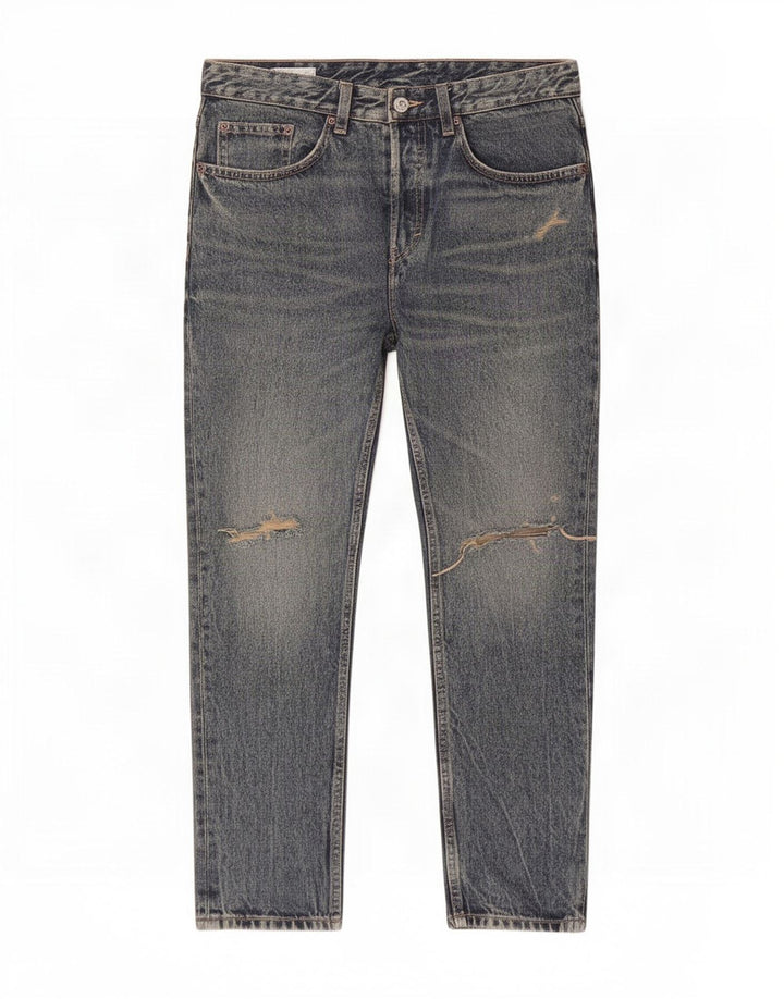 Zara Herren Distressed Tapered Jeans EU 40 Medium W31 L27 Blaue Baumwolle