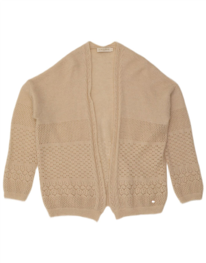 Vintage Damen Offener Cardigan Pullover UK 16 Groß Beige