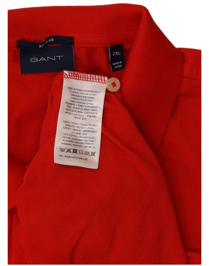 GANT Herren-Poloshirt mit normaler Passform, 2XL, rote Baumwolle