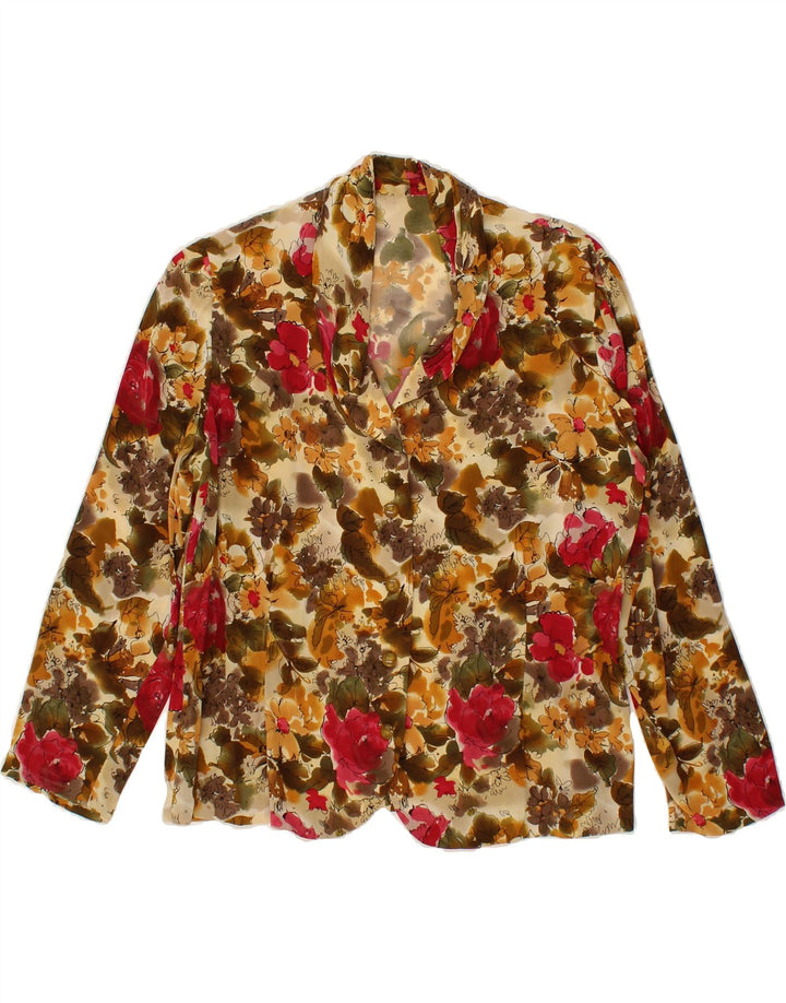 VINTAGE Womens 4 Button Blazer Jacket UK 12 Medium Multicoloured Floral Vintage Vintage and Second-Hand Vintage from Messina Hembry 