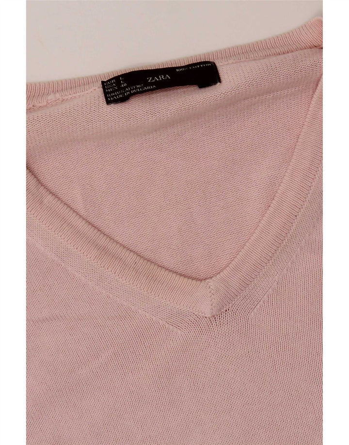 Zara Herren-Pullover mit V-Ausschnitt, Größe L, Rosa