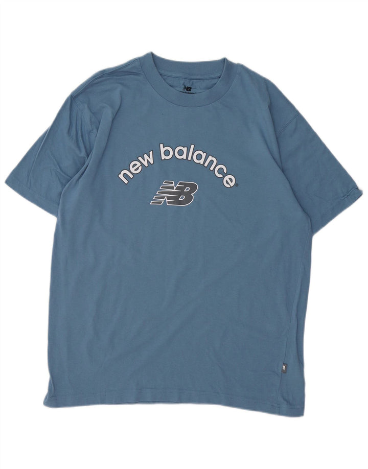 NEW BALANCE Herren Grafik-T-Shirt-Oberteil aus mittelblauer Baumwolle