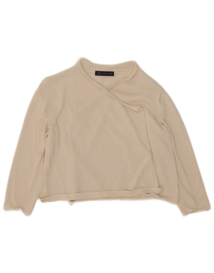 Marks & Spencer Damen-Strickjacke mit 3/4-Ärmeln, Gr. 12, Mittel, gebrochenes Weiß