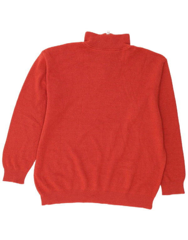 Lacoste Herren-Pullover mit Reißverschluss am Hals, Größe 8 3XL, rote Wolle