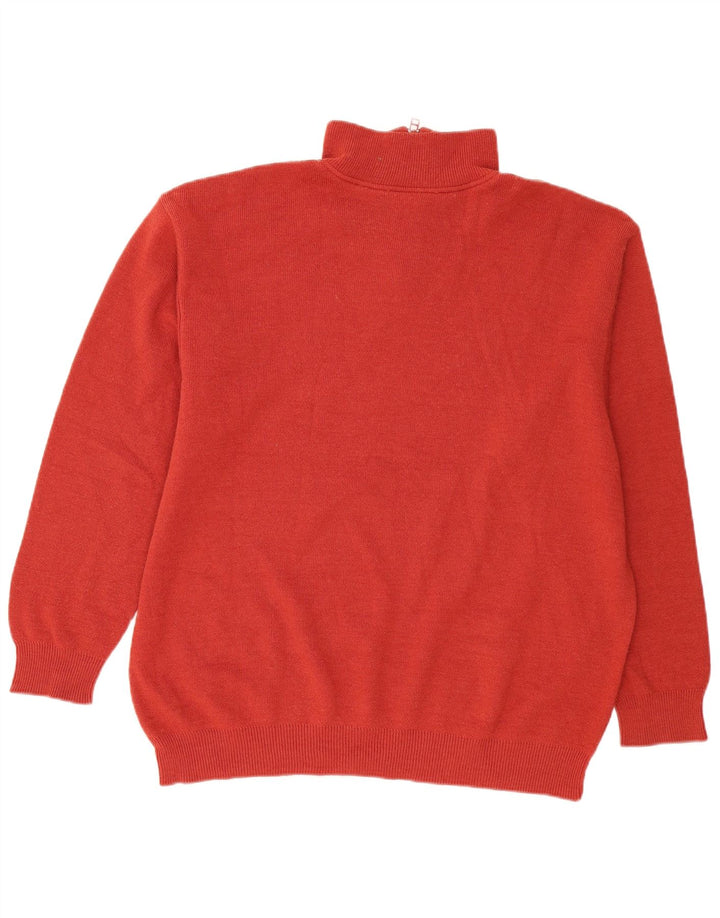 Lacoste Herren-Pullover mit Reißverschluss am Hals, Größe 8 3XL, rote Wolle