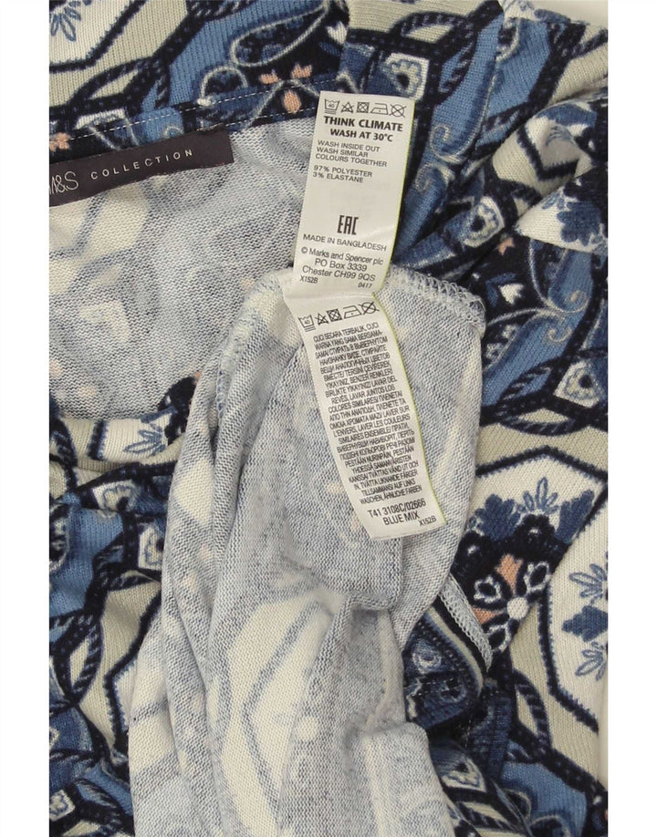 Marks & Spencer Damen-Tunika-Oberteil mit 3/4-Ärmeln, UK-Gr. 12, mittelblau, geometrisch