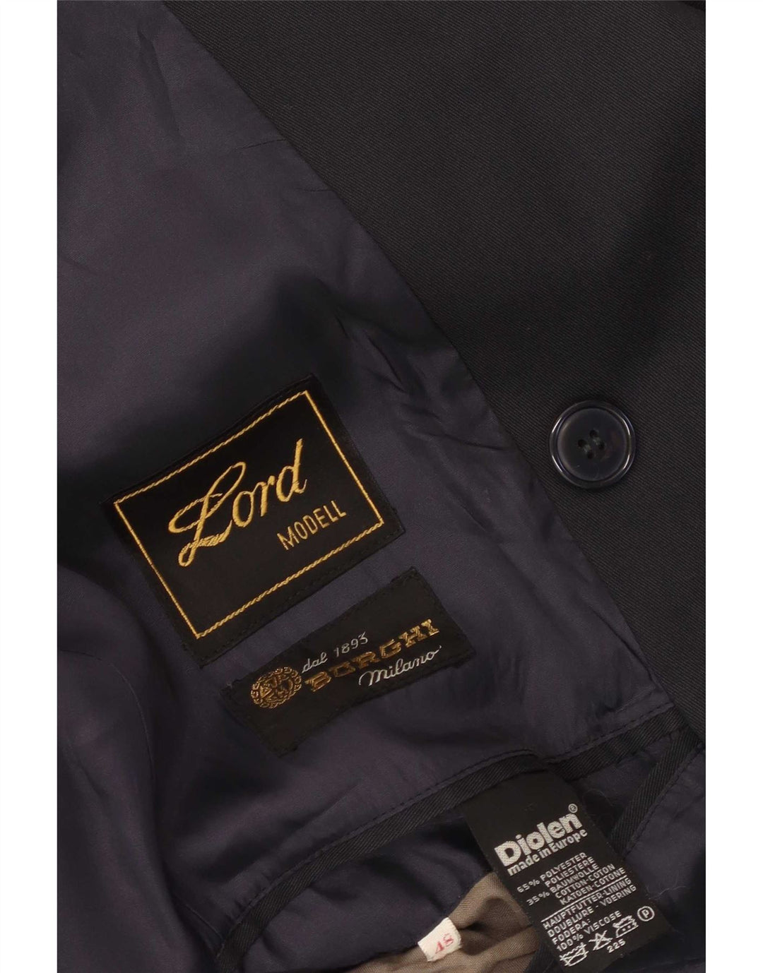 Burghi Herren-Trenchcoat, zweireihig, IT 48, Mittel, Marineblau, Polyester