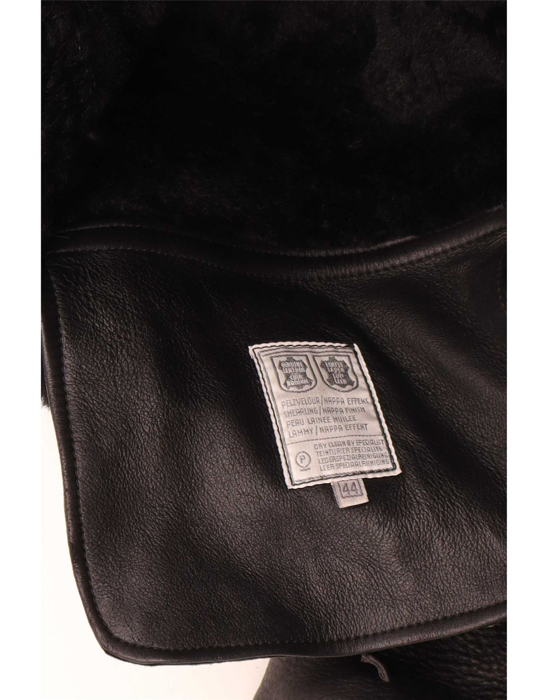 Vintage Damen Übergroße Lammfelljacke IT 44 Mittelschwarzes Leder