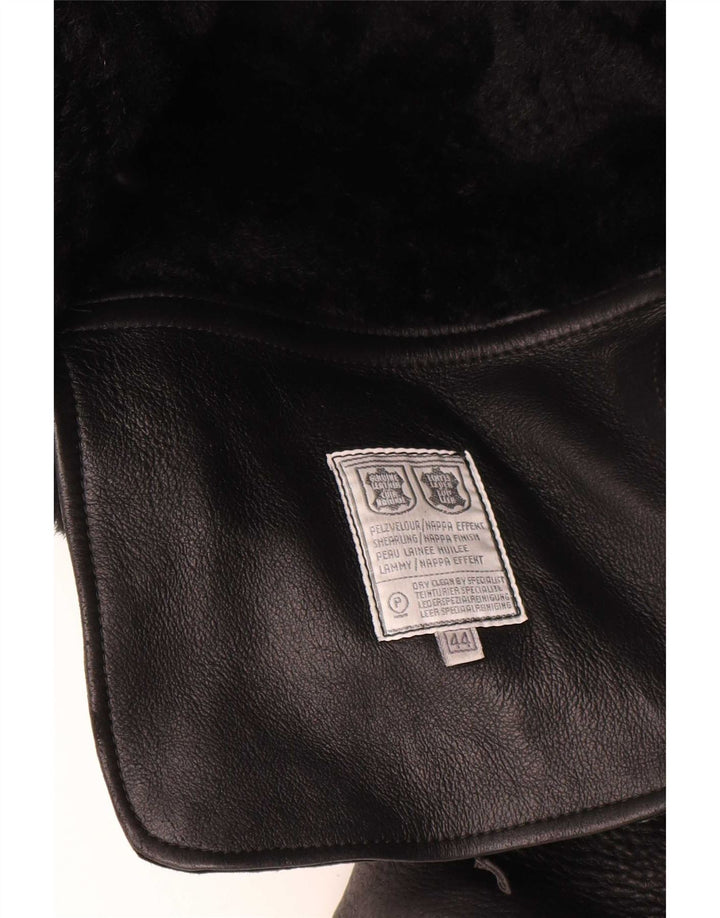 Vintage Damen Übergroße Lammfelljacke IT 44 Mittelschwarzes Leder