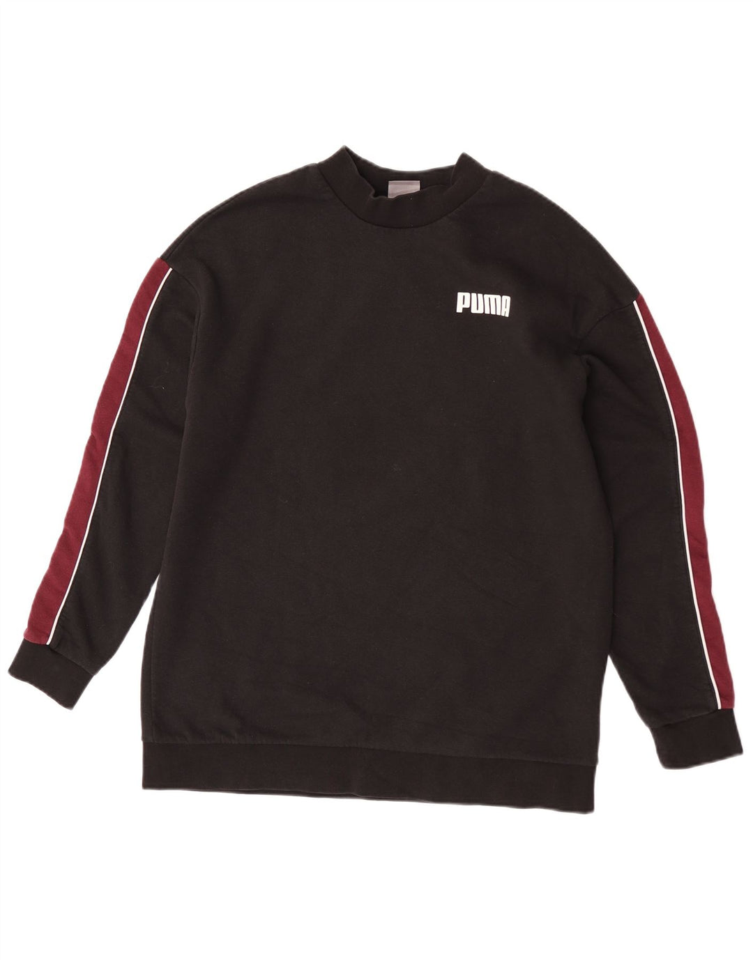 Puma Damen-Sweatshirt-Pullover UK 12 Mittelschwarze Colourblock-Baumwolle