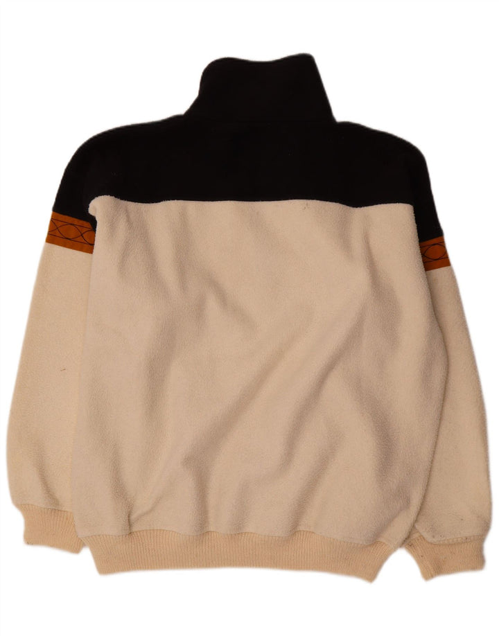 Silvy Herren-Fleecepullover mit Reißverschluss, XL, gebrochenes Weiß, Farbblock-Polyester