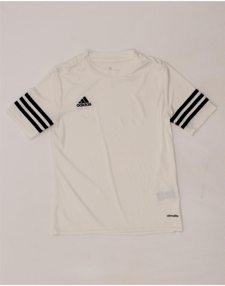 ADIDAS Boys Climalite T-Shirt Top 9-10 Years White Polyester Vintage Adidas and Second-Hand Adidas from Messina Hembry 