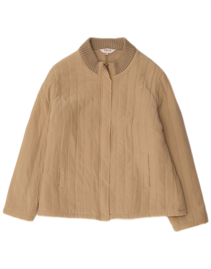 Cherie Damen Bomberjacke IT 46 Large Beige Seide