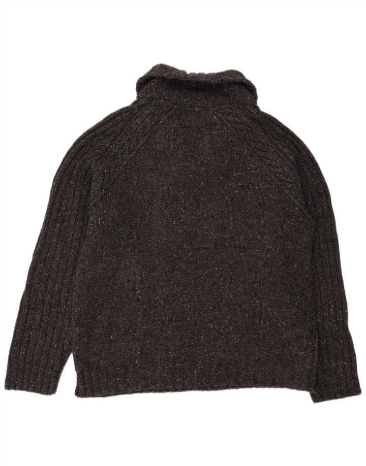 Fat Face Herren-Pullover mit Schalkragen, XL, grau gefleckte Wolle