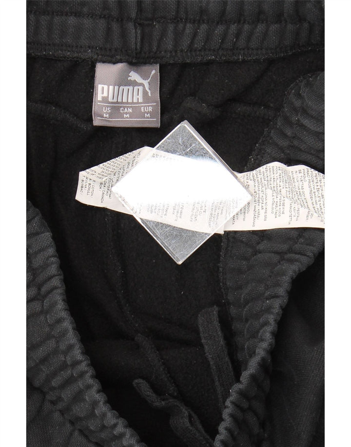PUMA Mens Graphic Tracksuit Trousers Joggers Medium  Black Cotton
