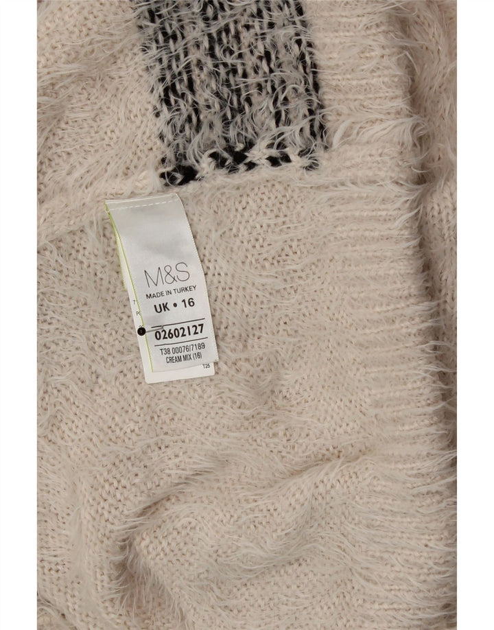 Marks & Spencer Damen-Pullover mit Rollkragen, Gr. 16, Größe L, beige, kariert
