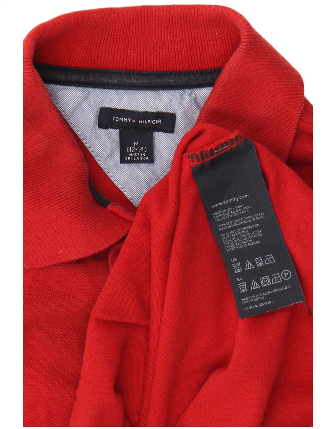 TOMMY HILFIGER Boys Polo Shirt 12-13 Years Medium Red Cotton