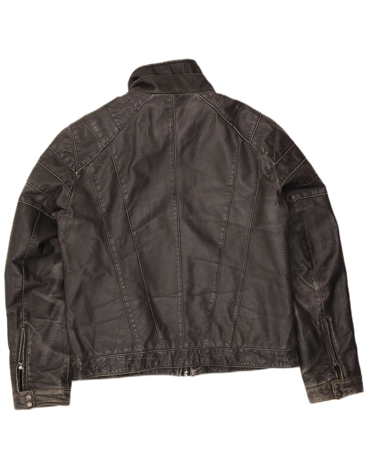 Vintage Herren Biker Lederjacke UK 42 XL Schwarzes Leder