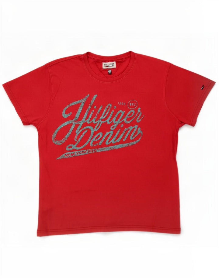 Tommy Hilfiger Herren T-Shirt mit Grafik, Größe L, Rot