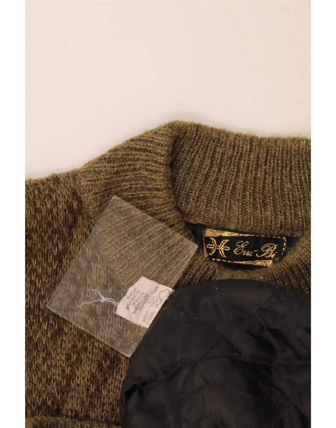 Vintage Herren Cardigan Pullover Medium Khaki Geometrische Wolle