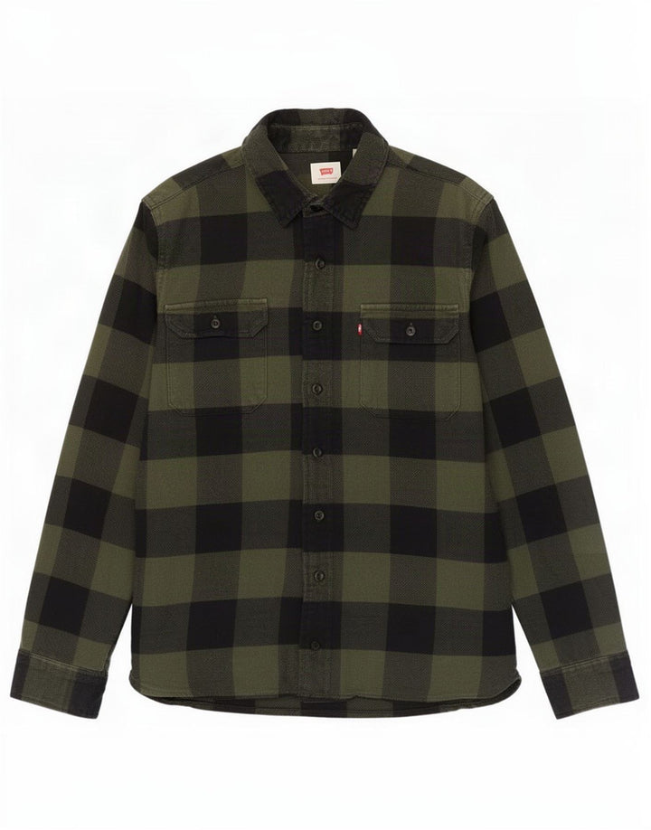 Levi's Herren-Flanellhemd, klein, grün kariert, Baumwolle