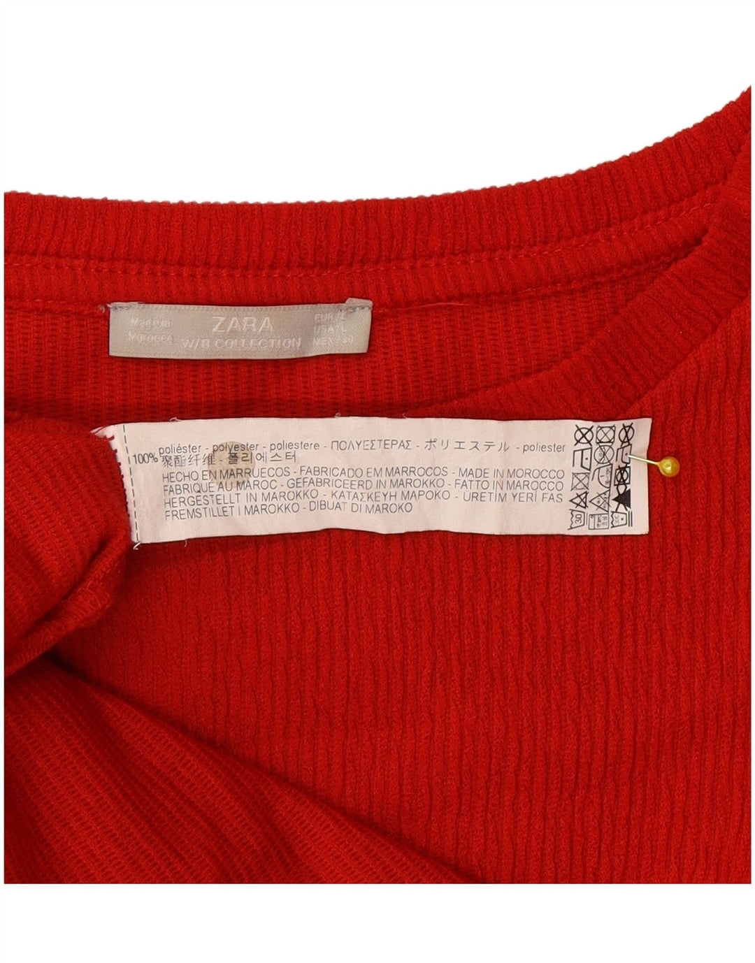 Zara Damen-Langarm-Übergröße-Zeltkleid UK 16 Large Rot Polyester
