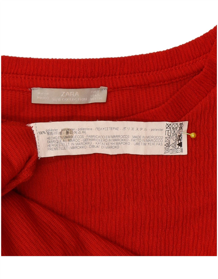 Zara Damen-Langarm-Übergröße-Zeltkleid UK 16 Large Rot Polyester