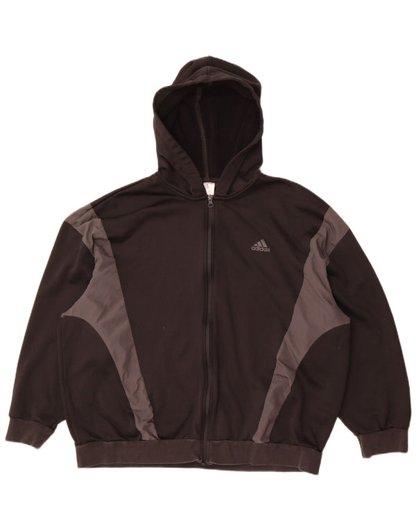 Adidas Damen Übergroßer Kapuzenpullover mit Reißverschluss, UK 18, XL, Schwarz, Farbblock