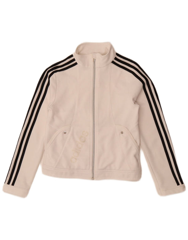 Adidas Girls Graphic Tracksuit Top Jacket 11-12 Years White Polyester