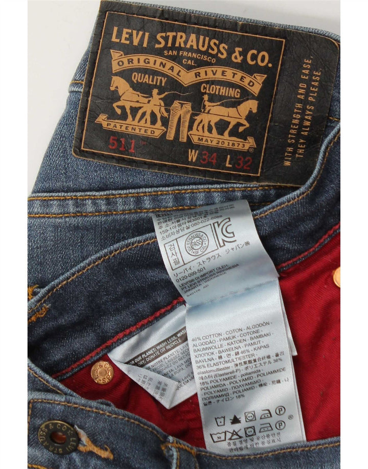 Levi's Herren 511 Slim Jeans W34 L32 Blaue Baumwolle