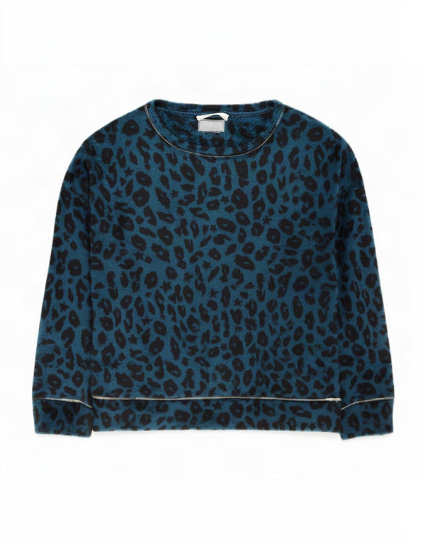 Marks & Spencer Damen-Fleecepullover UK 16 Large Marineblauer Tierdruck